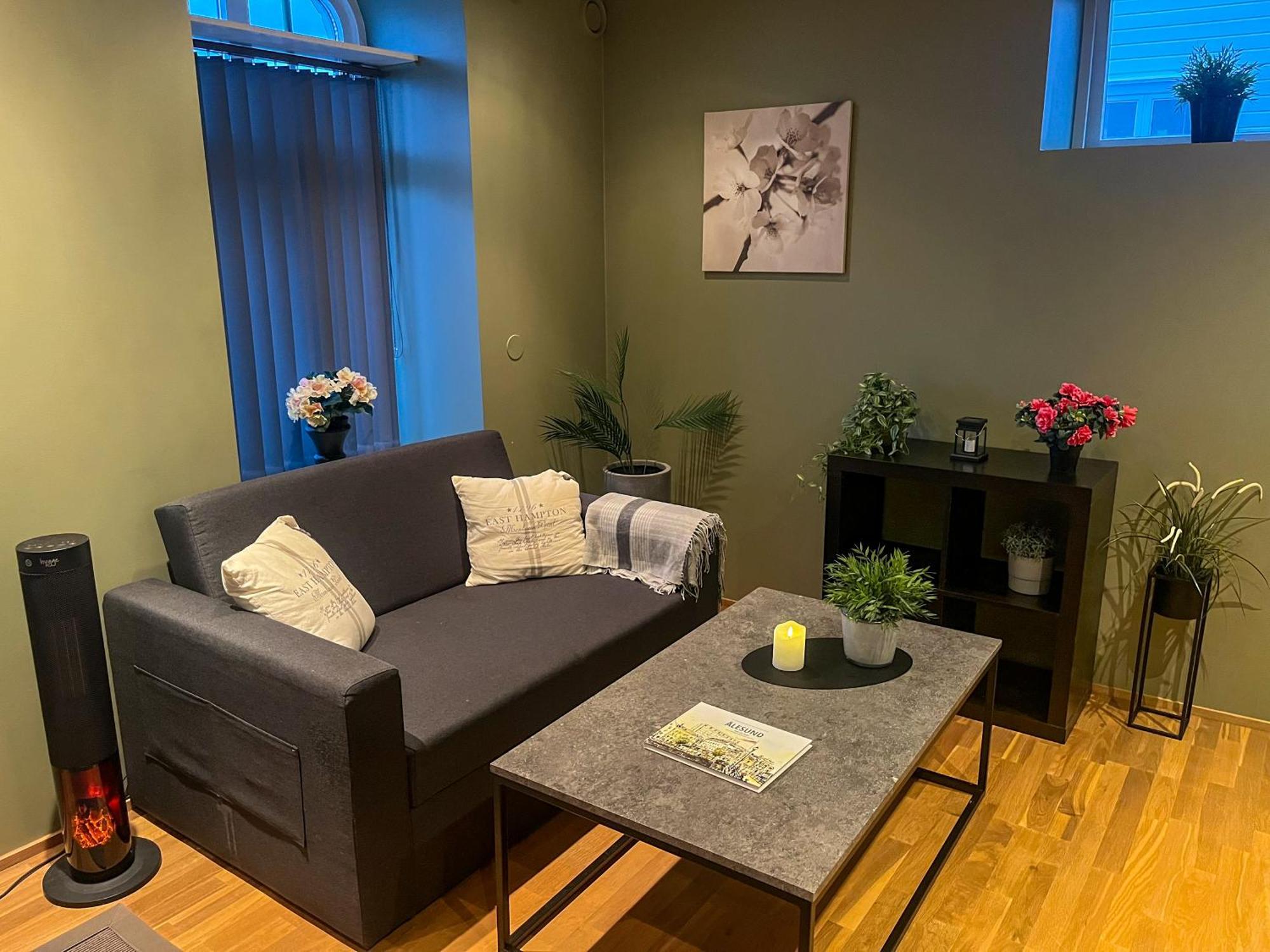 Two-Bedroom City Apartment With Fire Place, Free Parking And Fjordview Terrace - Calm And Central 奥勒松 外观 照片